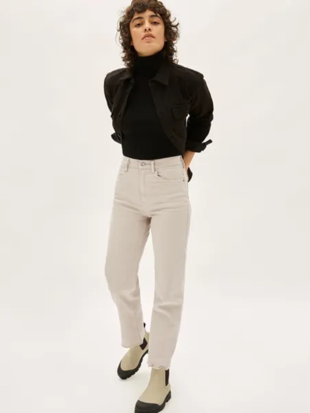 Everlane The Way High Jean Flax Raw Hem Straight Leg Jeans 31